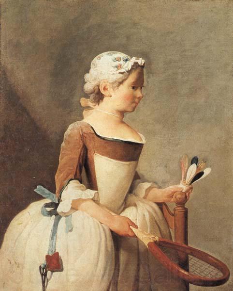 jean-Baptiste-Simeon Chardin Young Girl with a Shuttlecock Germany oil painting art